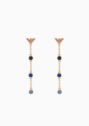 Rose Gold Emporio Armani Rose Gold-tone Brass Stud And Drop Earrings Set | EA-SN57588