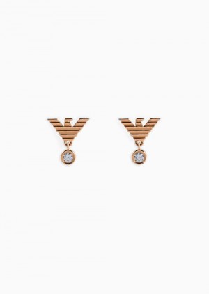 Rose Gold Emporio Armani Rose Gold-tone Sterling Silver Stud Earrings | EA-SN57523