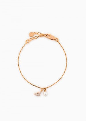 Rose Gold Emporio Armani Rose Gold-tone Sterling Silver Chain Bracelet | EA-SN57541