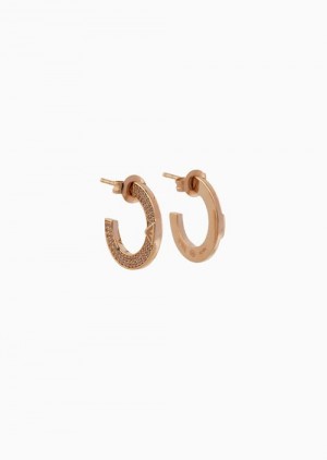 Rose Gold Emporio Armani Rose Gold-tone Sterling Silver Hoop Earrings | EA-SN57558