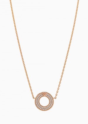 Rose Gold Emporio Armani Rose Gold-tone Sterling Silver Pendant Necklace | EA-SN57560