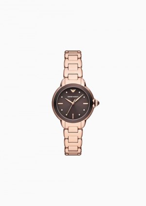 Rose Gold Emporio Armani Three-hand Rose Gold-tone Stainless Steel Watch | EA-SN57677