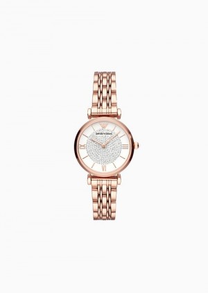 Rose Gold Emporio Armani Women'S Two-hand Rose Gold-tone Stainless Steel Watch | EA-SN57661