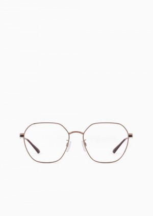 Rose Gold Emporio Armani Women’s Round Glasses | EA-SN57704