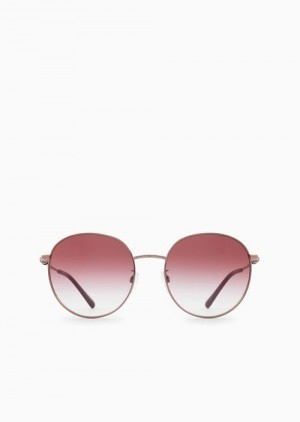 Rose Gold Emporio Armani Women’s Round Sunglasses | EA-SN57714