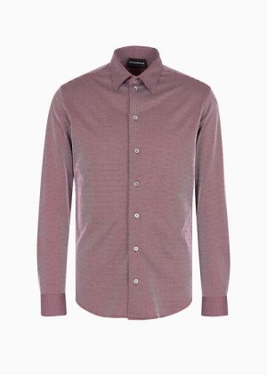 Rust Emporio Armani Classic-collar Shirt In 3d-effect Jacquard Jersey | EA-SN57907