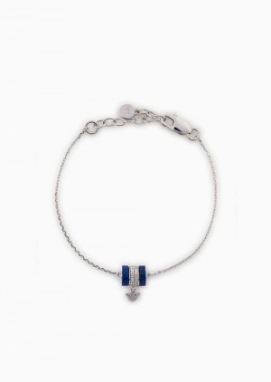 Silver Emporio Armani Blue Lapis Lazuli Components Bracelet | EA-SN57594