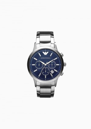 Silver Emporio Armani Chronograph Stainless Steel Watch | EA-SN59355