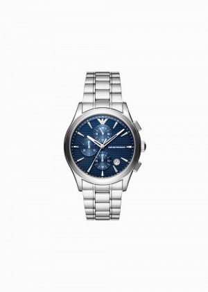 Silver Emporio Armani Chronograph Stainless Steel Watch | EA-SN59359