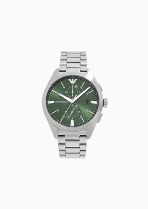 Silver Emporio Armani Chronograph Stainless Steel Watch | EA-SN59363