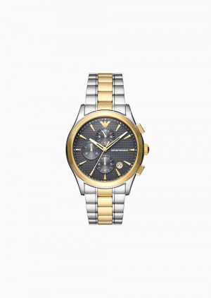 Silver Emporio Armani Chronograph Two-tone Stainless Steel Watch | EA-SN59365