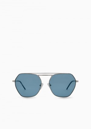 Silver Emporio Armani Irregular-shaped Women’s Sunglasses | EA-SN57735