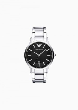 Silver Emporio Armani Men'S Three-hand Date Stainless Steel Watch | EA-SN59337