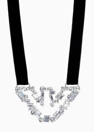 Silver Emporio Armani Silver-tone Brass Bib Necklace | EA-SN57487