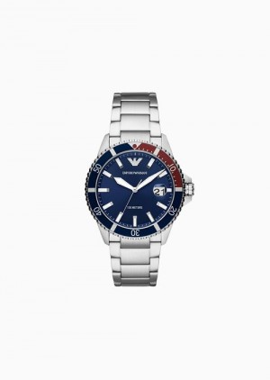 Silver Emporio Armani Three-hand Stainless Steel Watch | EA-SN59356