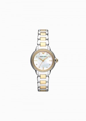 Silver Emporio Armani Three-hand Two-tone Stainless Steel Watch | EA-SN57696