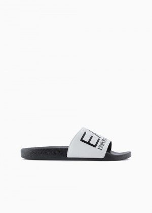 White 1 Emporio Armani Sliders With Oversized Logo | EA7-SN60071