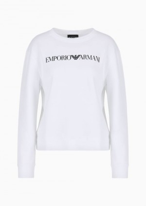 White Emporio Armani Armani Sustainability Values Organic Jersey Sweatshirt With Logo | EA-SN57000