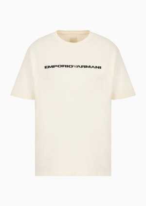 White Emporio Armani Asv Capsule American Organic Jersey T-shirt | EA-SN58743