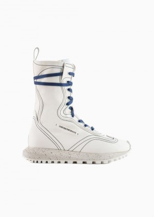 White Emporio Armani Asv Capsule Ripstop Nylon High-top Sneakers | EA-SN57187