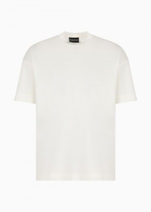 White Emporio Armani Asv Loose-fit T-shirt In A Lyocell Jersey Blend | EA-SN58652