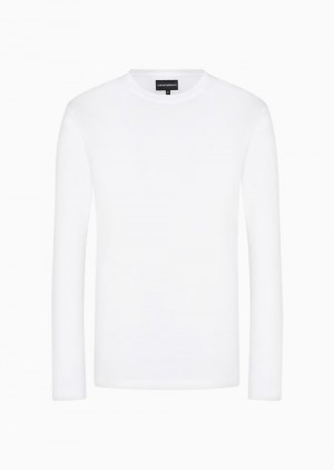 White Emporio Armani Asv Lyocell-blend Jersey Jumper | EA-SN58682