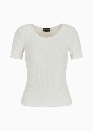 White Emporio Armani Asv Short-sleeved Jumper | EA-SN56974