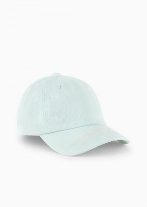 White Emporio Armani Canvas Baseball Cap With Emporio Armani Milano Embroidery | EA-SN59201