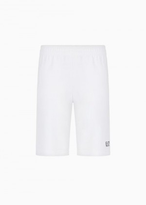 White Emporio Armani Core Identity Cotton Board Shorts | EA7-SN59826