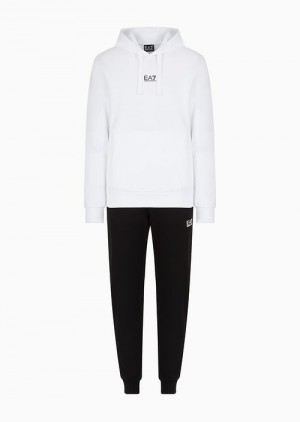 White Emporio Armani Core Identity Cotton Tracksuit With Logo | EA7-SN59896