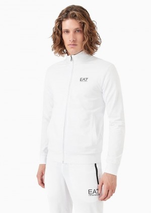 White Emporio Armani Core Identity Cotton Sweatshirt | EA7-SN59997