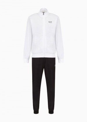 White Emporio Armani Core Identity Technical Fabric Tracksuit | EA7-SN59897