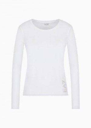 White Emporio Armani Core Lady Long-sleeved T-shirt | EA7-SN59649