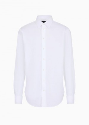 White Emporio Armani Cotton-poplin Shirt With Classic Collar | EA-SN57908