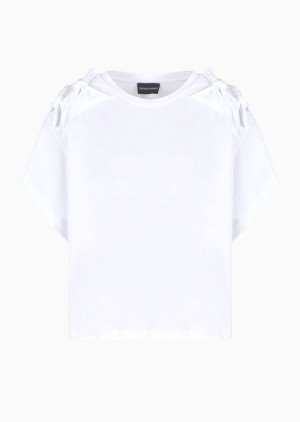 White Emporio Armani Cropped T-shirts | EA-SN57066