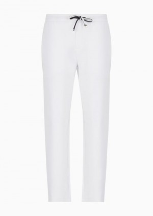 White Emporio Armani Double-jersey Joggers With Eagle Logo Patch | EA-SN58368