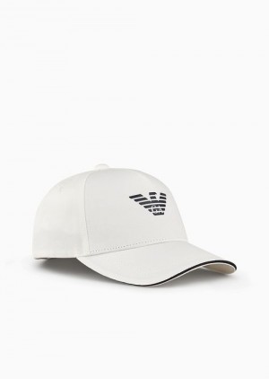 White Emporio Armani Eagle-print Baseball Cap | EA-SN59154