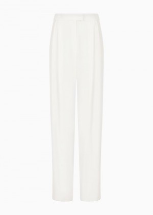 White Emporio Armani Envers-satin Palazzo Trousers With Darts | EA-SN56841