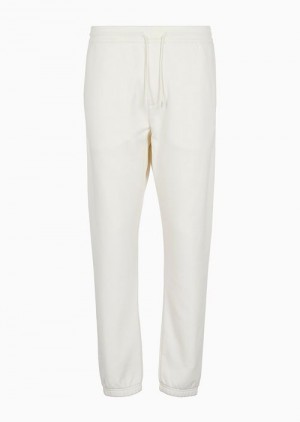 White Emporio Armani Heavyweight Jersey Drawstring Joggers | EA-SN58308