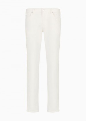 White Emporio Armani J06 Slim-fit, Soft-dyed, Bull-denim Jeans | EA-SN57958