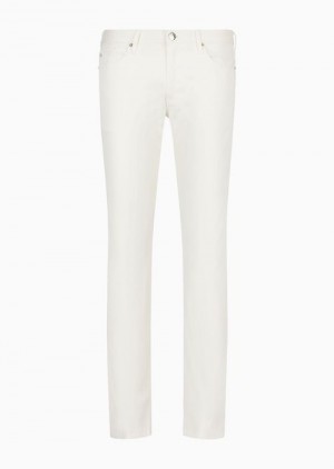 White Emporio Armani J06 Stretch-twill Slim-fit Trousers | EA-SN58000