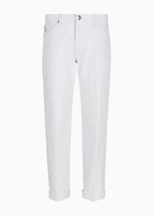 White Emporio Armani J69 Denim Lab Loose-fit Gabardine Jeans | EA-SN57956