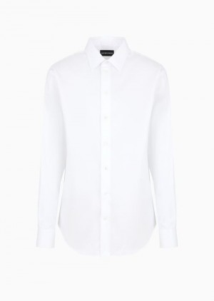 White Emporio Armani Non-iron Stretch Cotton Shirt | EA-SN57895