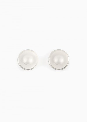 White Emporio Armani Oversized Stud Earrings With Pearl-effect Sphere | EA-SN57516