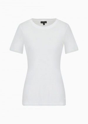 White Emporio Armani Pima-jersey Crew-neck T-shirt | EA-SN57052