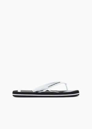 White Emporio Armani Rubber Flip-flops With Logo | EA7-SN60065