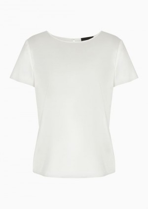 White Emporio Armani Silk Satin Blouse | EA-SN56957