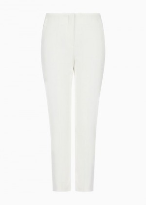 White Emporio Armani Stretch Gabardine 7/8 Trousers | EA-SN56874