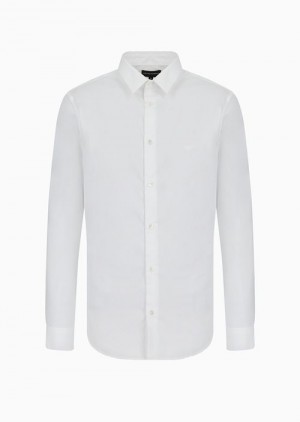 White Emporio Armani Stretch Nylon-blend Shirt | EA-SN57864