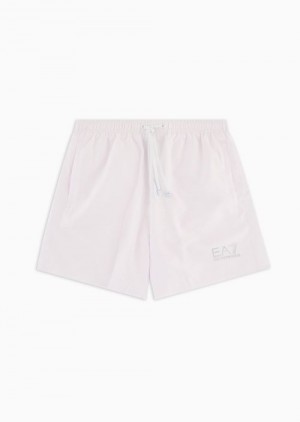 White Emporio Armani Swim Trunks With Logo | EA7-SN59881